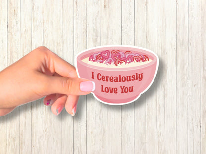 I Love You Sticker, Pink Cereal Sticker, Trendy Stickers, Laptop Decals, Cute Vinyl Stickers, Best Friend Sticker Gift, Water Bottle Sticker