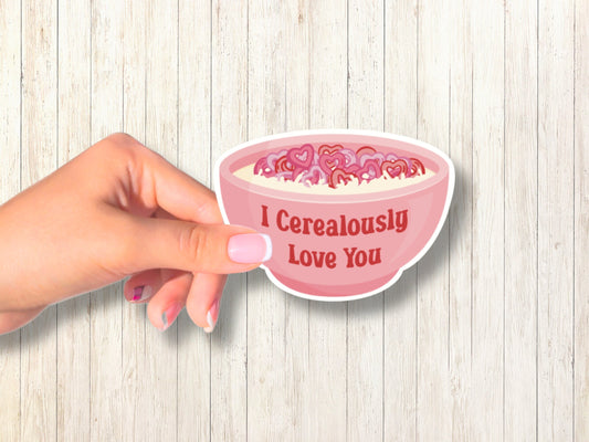 I Love You Sticker, Pink Cereal Sticker, Trendy Stickers, Laptop Decals, Cute Vinyl Stickers, Best Friend Sticker Gift, Water Bottle Sticker