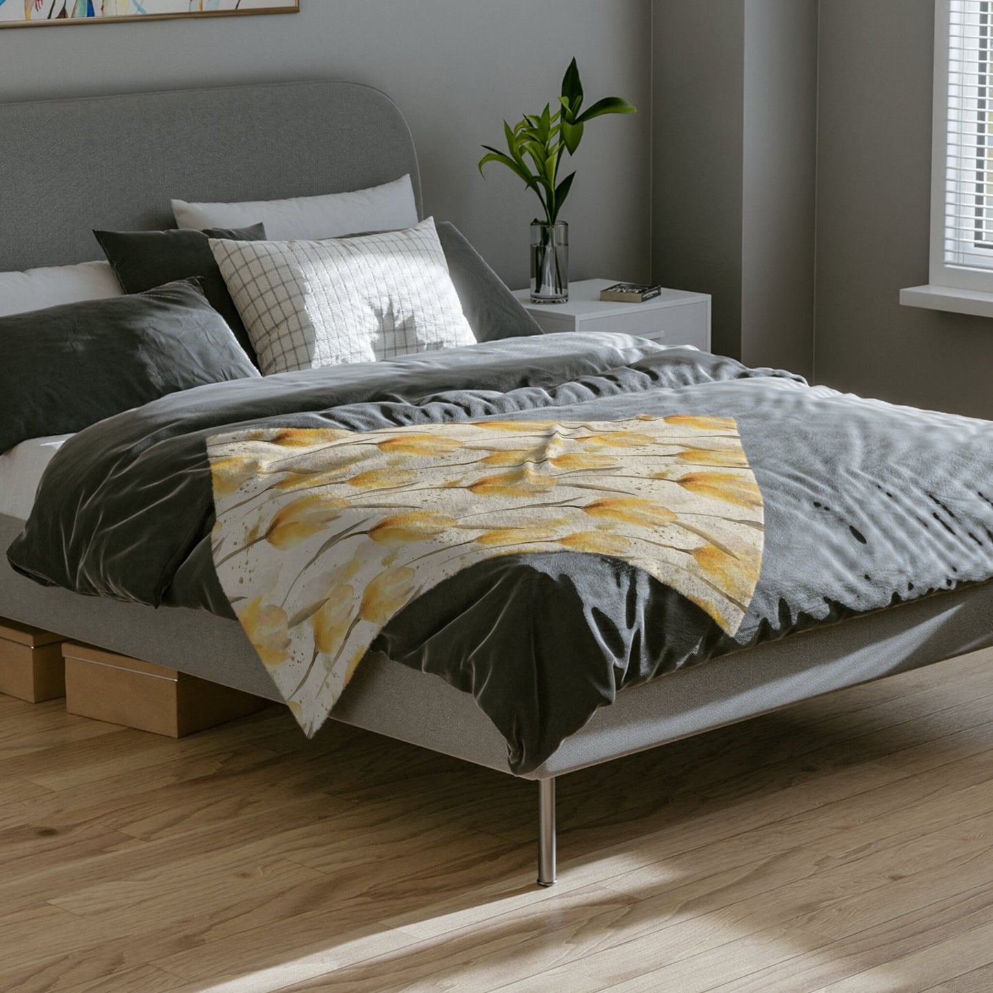 Yellow Tulip Blanket Floral Fleece Throw Yellow Spring Home Decor Flower Lovers Christmas Gift Ideas for Her Family Friends Gardener Present