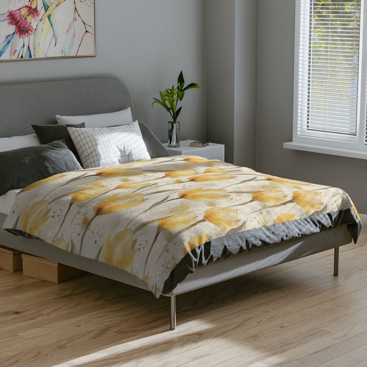 Yellow Tulip Blanket Floral Fleece Throw Yellow Spring Home Decor Flower Lovers Christmas Gift Ideas for Her Family Friends Gardener Present
