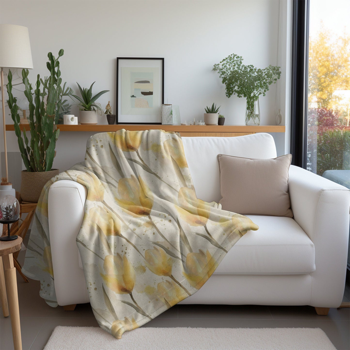 Yellow Tulip Blanket Floral Fleece Throw Yellow Spring Home Decor Flower Lovers Christmas Gift Ideas for Her Family Friends Gardener Present