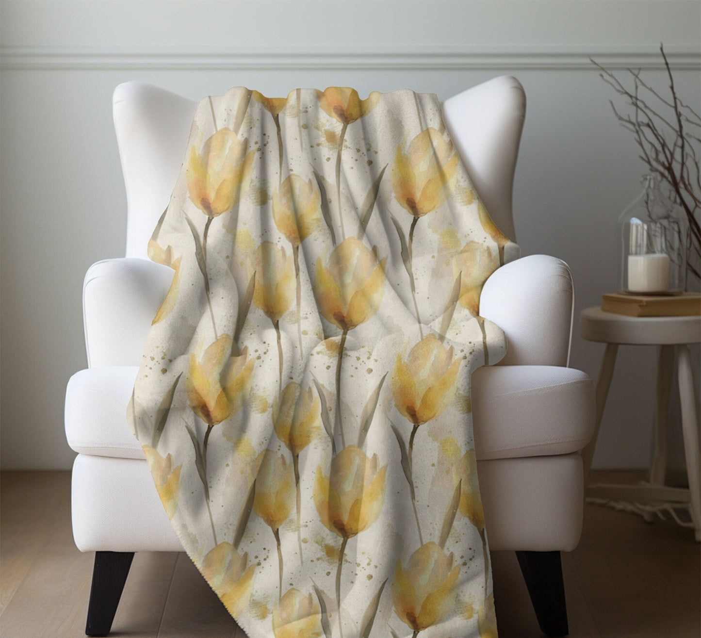 Yellow Tulip Blanket Floral Fleece Throw Yellow Spring Home Decor Flower Lovers Christmas Gift Ideas for Her Family Friends Gardener Present
