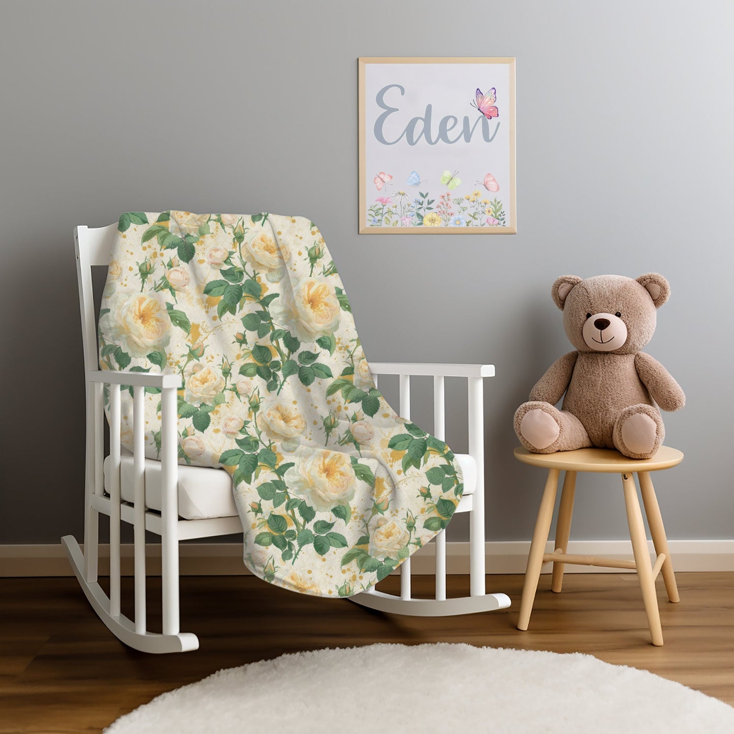 Yellow Roses Blanket, Spring Floral Home Decor, Soft Yellow Flowers Throw, Flower Lovers Gifts for Rosarian, Mother's Day Gift for Christmas