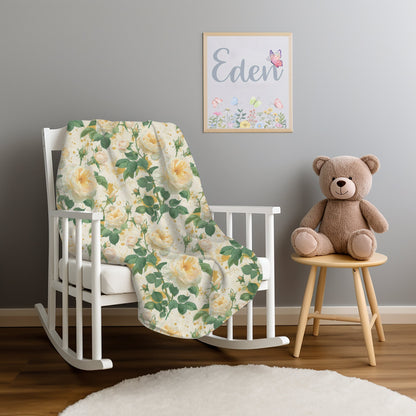 Yellow Roses Blanket, Spring Floral Home Decor, Soft Yellow Flowers Throw, Flower Lovers Gifts for Rosarian, Mother's Day Gift for Christmas