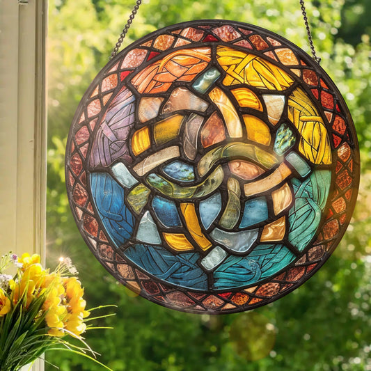 Maritime Knot Work: Stained Glass Style Window Hanging Made With Real Glass