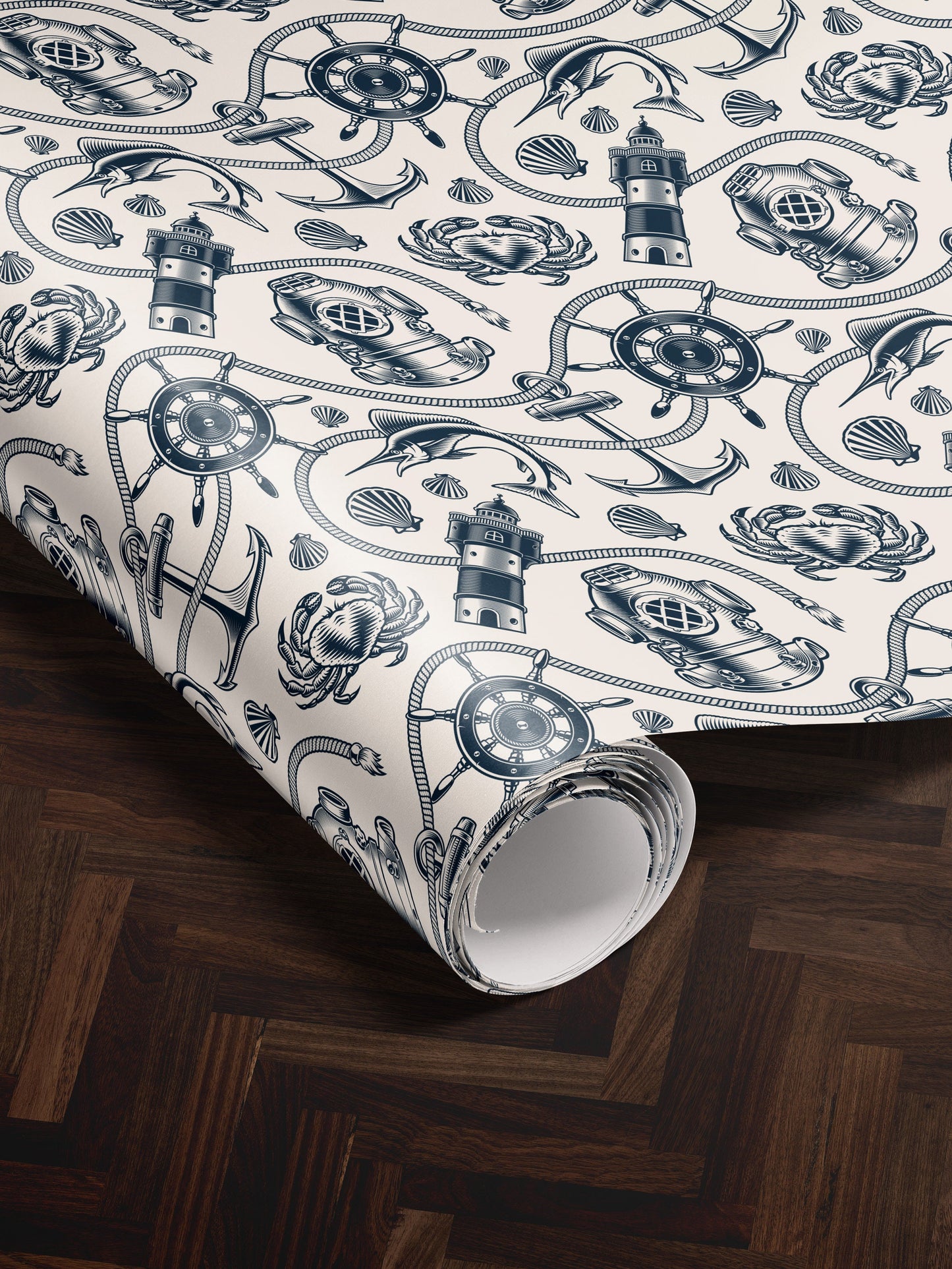 Nautical Wrapping Paper Pattern Wedding Gift Wrapping Paper Nautical Birthday Party Beach Gift Wrap Roll Nautical Theme Baby Shower Gift