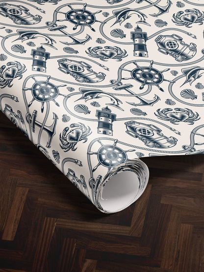 Nautical Wrapping Paper Pattern Wedding Gift Wrapping Paper Nautical Birthday Party Beach Gift Wrap Roll Nautical Theme Baby Shower Gift