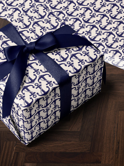 Anchor Gift Wrap Roll Nautical Birthday Party Coast Guard Gift Idea Nautical Wedding Gift US Navy Gift for Men Decoupage Paper Gift Wrap Dad
