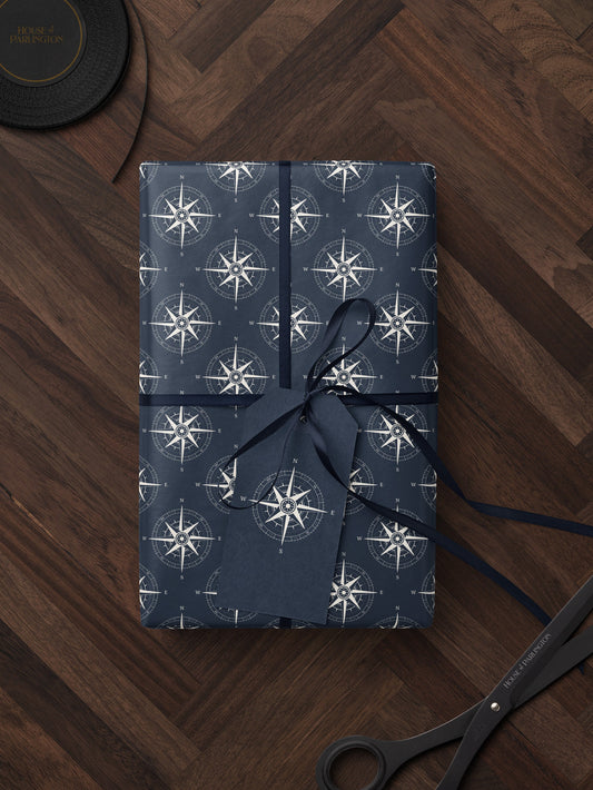 Compass Gift Wrap Compass Design Wrapping Paper Coastal Wedding Gift Idea Nautical Birthday Party Gift Dad from Son Paper Craft for Kid