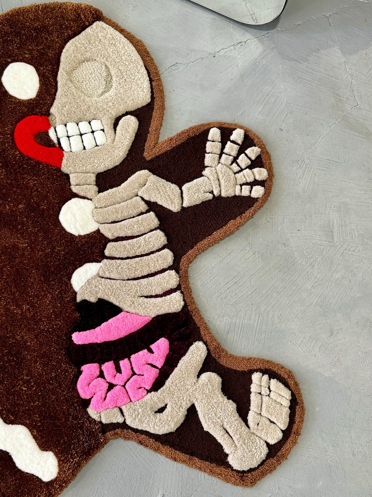 Gingerbread Skeleton 3D Rug, Cartoon Custom Non-slip rug, READY TO SHIP! Christmas room decor, Halloween gift