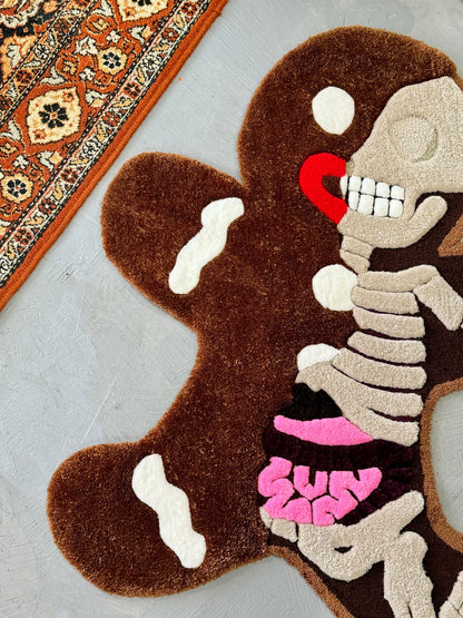 Gingerbread Skeleton 3D Rug, Cartoon Custom Non-slip rug, READY TO SHIP! Christmas room decor, Halloween gift