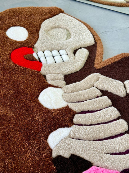 Gingerbread Skeleton 3D Rug, Cartoon Custom Non-slip rug, READY TO SHIP! Christmas room decor, Halloween gift