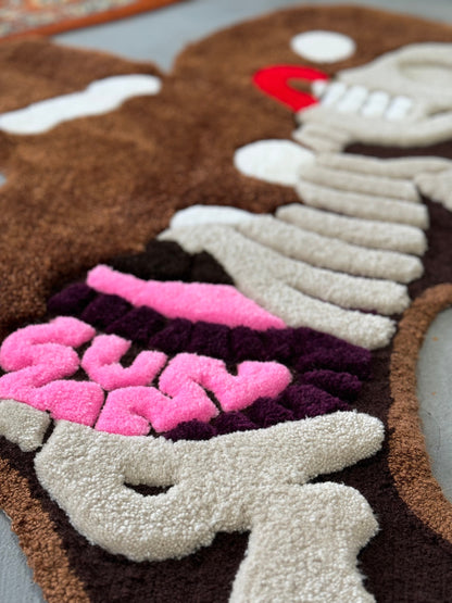 Gingerbread Skeleton 3D Rug, Cartoon Custom Non-slip rug, READY TO SHIP! Christmas room decor, Halloween gift