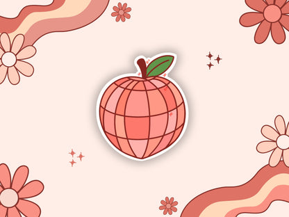 Disco Peach Vinyl Sticker -Kindle Sticker, Waterbottle sticker, Waterproof Stickers, Y2K Stickers, Cute Stickers, Holographic Stickers