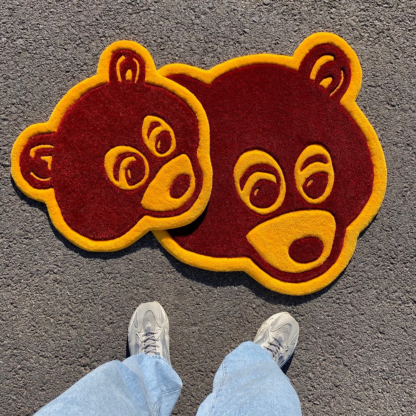 Kanye West College Dropout Bear Logo Design Tufted Rug / Custom Rug, Fluffy & Soft, Handmade Rug, Housewarming Gifts, Handmade Gift