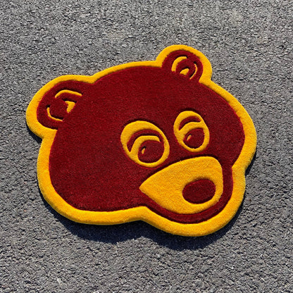 Kanye West College Dropout Bear Logo Design Tufted Rug / Custom Rug, Fluffy & Soft, Handmade Rug, Housewarming Gifts, Handmade Gift