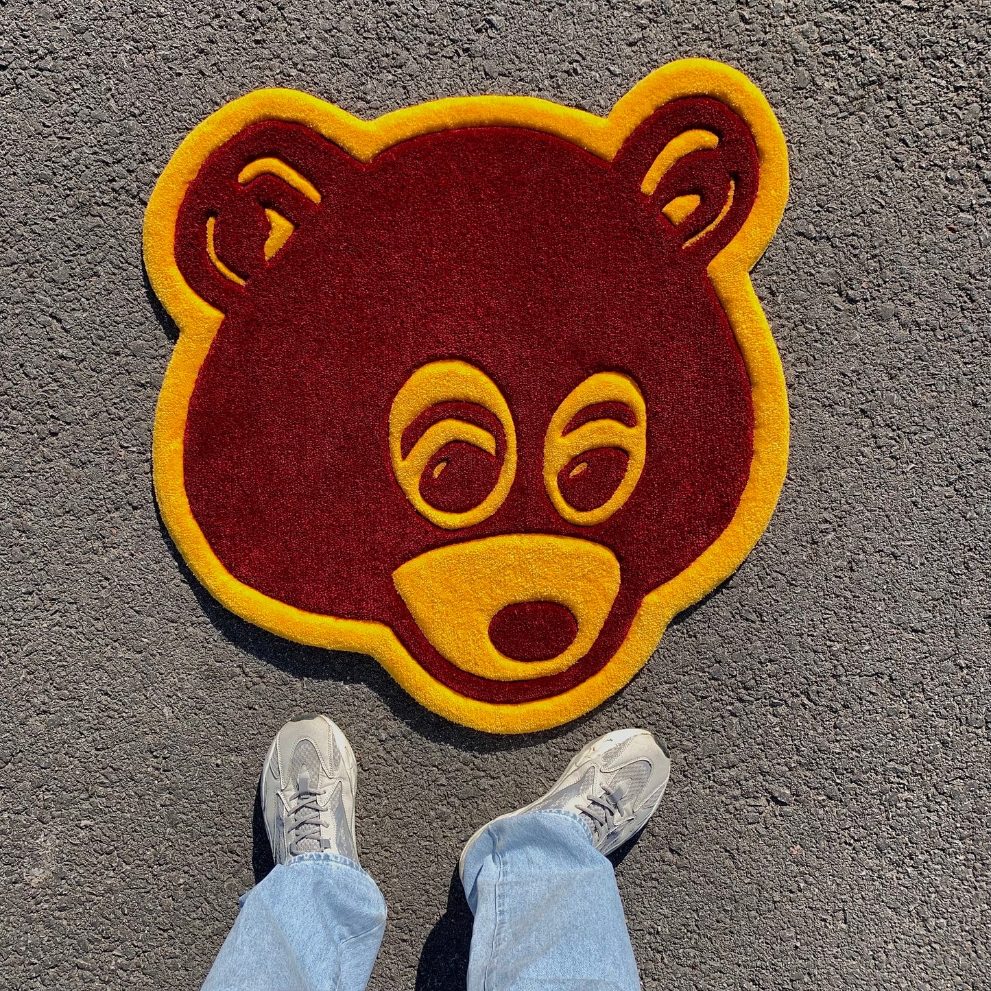 Kanye West College Dropout Bear Logo Design Tufted Rug / Custom Rug, Fluffy & Soft, Handmade Rug, Housewarming Gifts, Handmade Gift