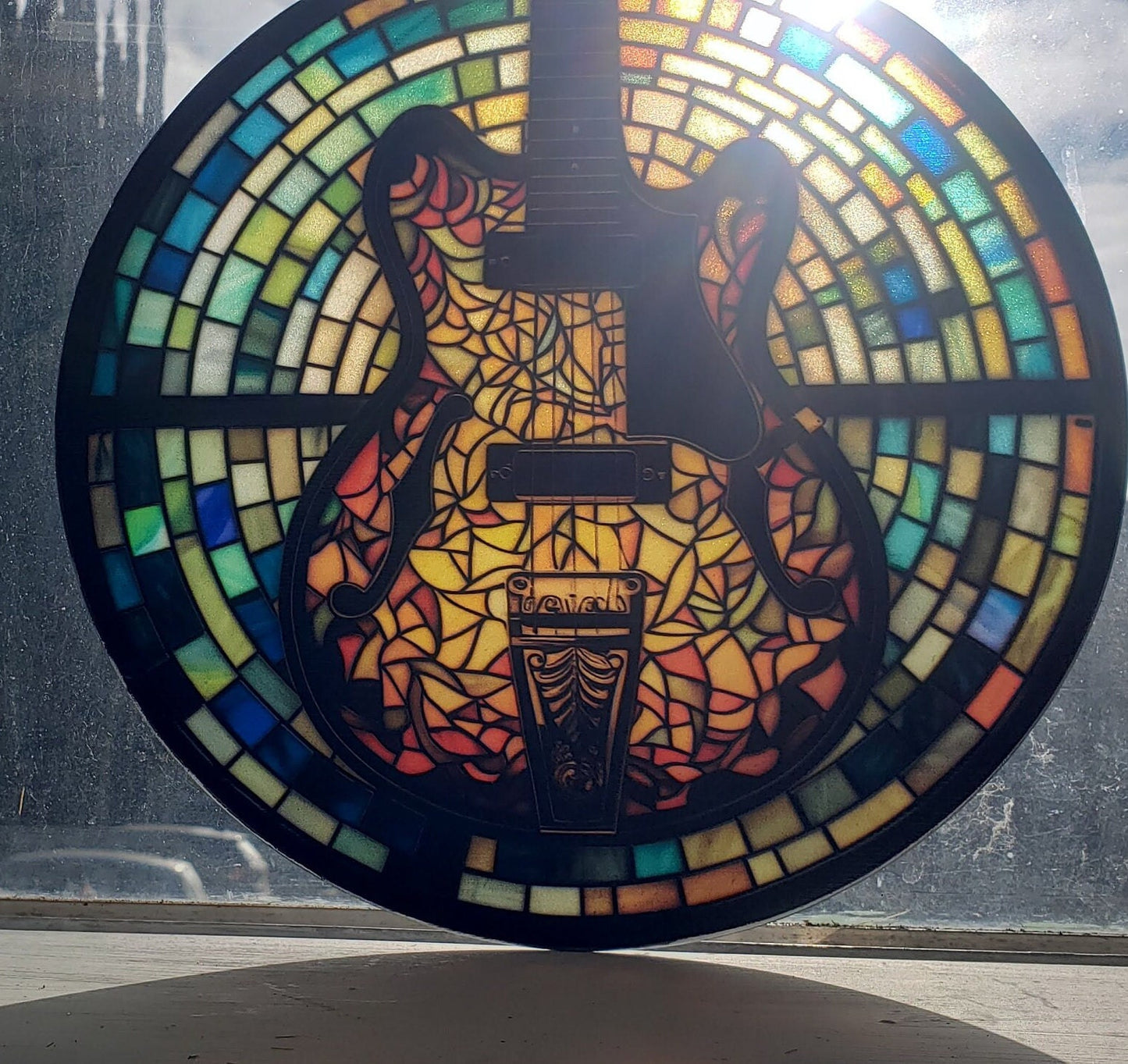 Guitar #1: Stained Glass Style Window Hanging