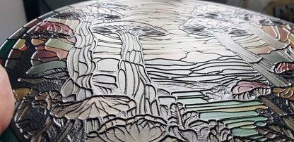 Mushroom Forest: Stained Glass Style Window Hanging