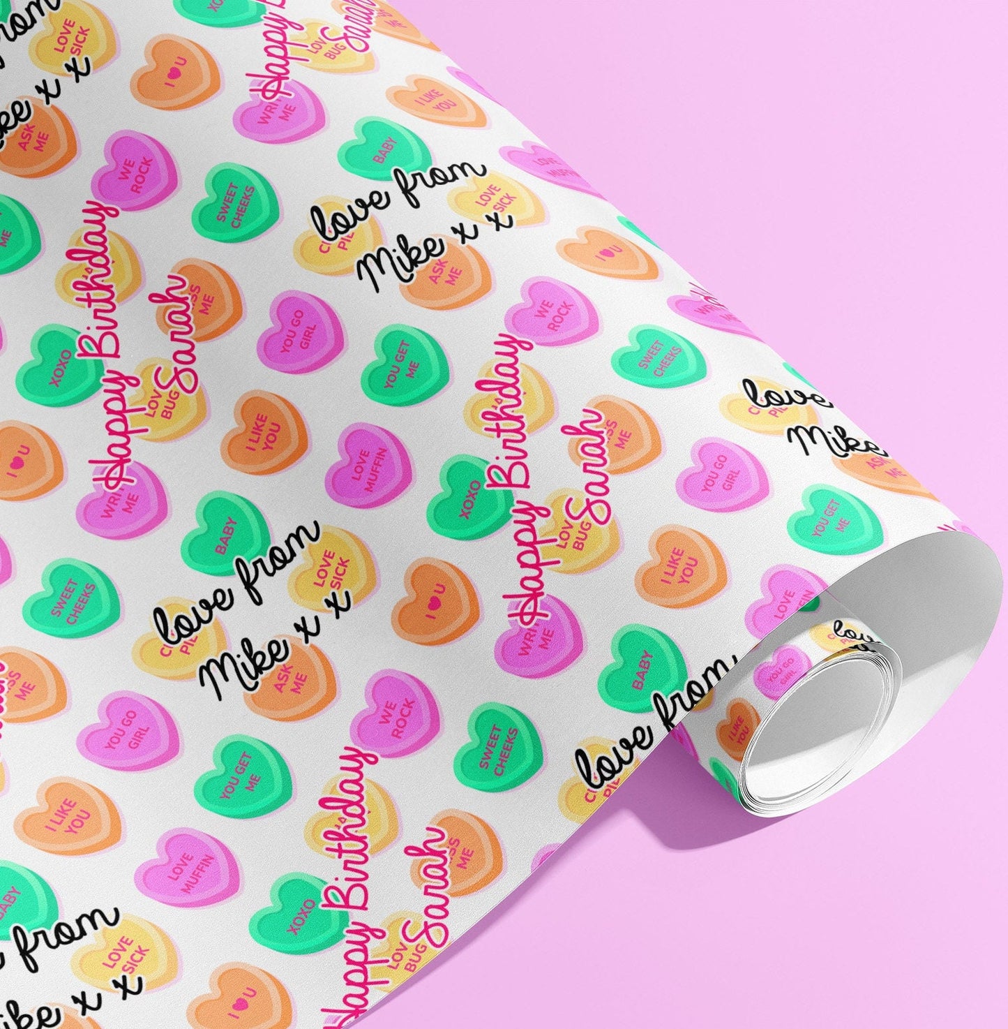 Personalised Gift Wrap, Names, Wrapping Paper, Birthday, Hearts, Customised, Wedding, Party, Engagement, Couples, Valentines, Anniversary