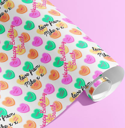 Personalised Gift Wrap, Names, Wrapping Paper, Birthday, Hearts, Customised, Wedding, Party, Engagement, Couples, Valentines, Anniversary