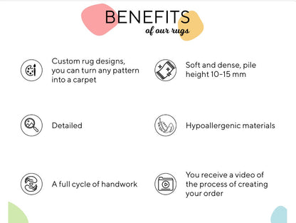 Tufted  Fluffy Rug, Soft Tufted Area Rug, Floor Art, Unique Personalized Gift