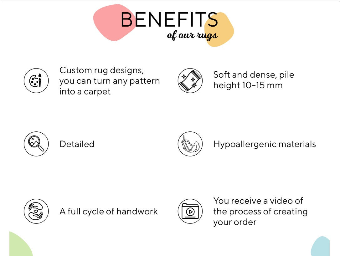 Tufted  Fluffy Rug, Soft Tufted Area Rug, Floor Art, Unique Personalized Gift