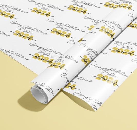 Personalised Graduation Gift Wrap, Wrapping Paper, Class, Your Name, Customised, Wedding, Party, Paper, Your Age, Anniversary, Recycle, Eco