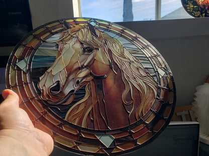 Palomino Horse: Stained Glass Style Window Hanging