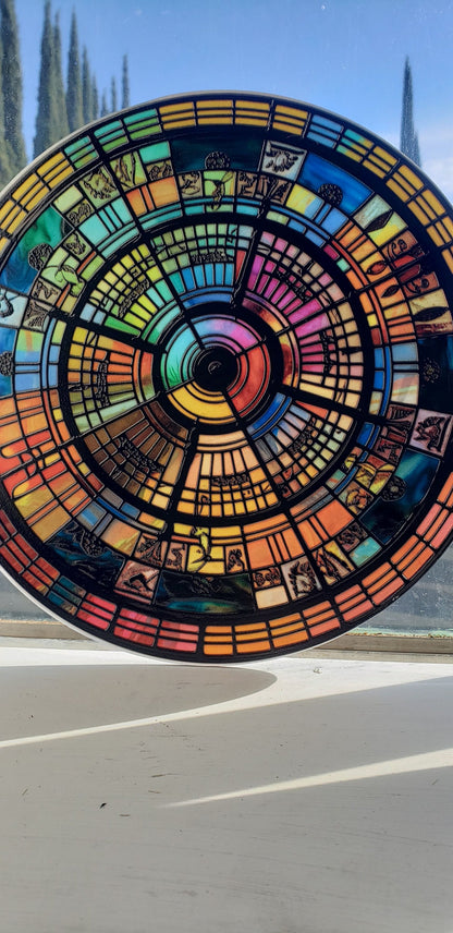 Concentric Circles: Stained Glass Style Window Hanging