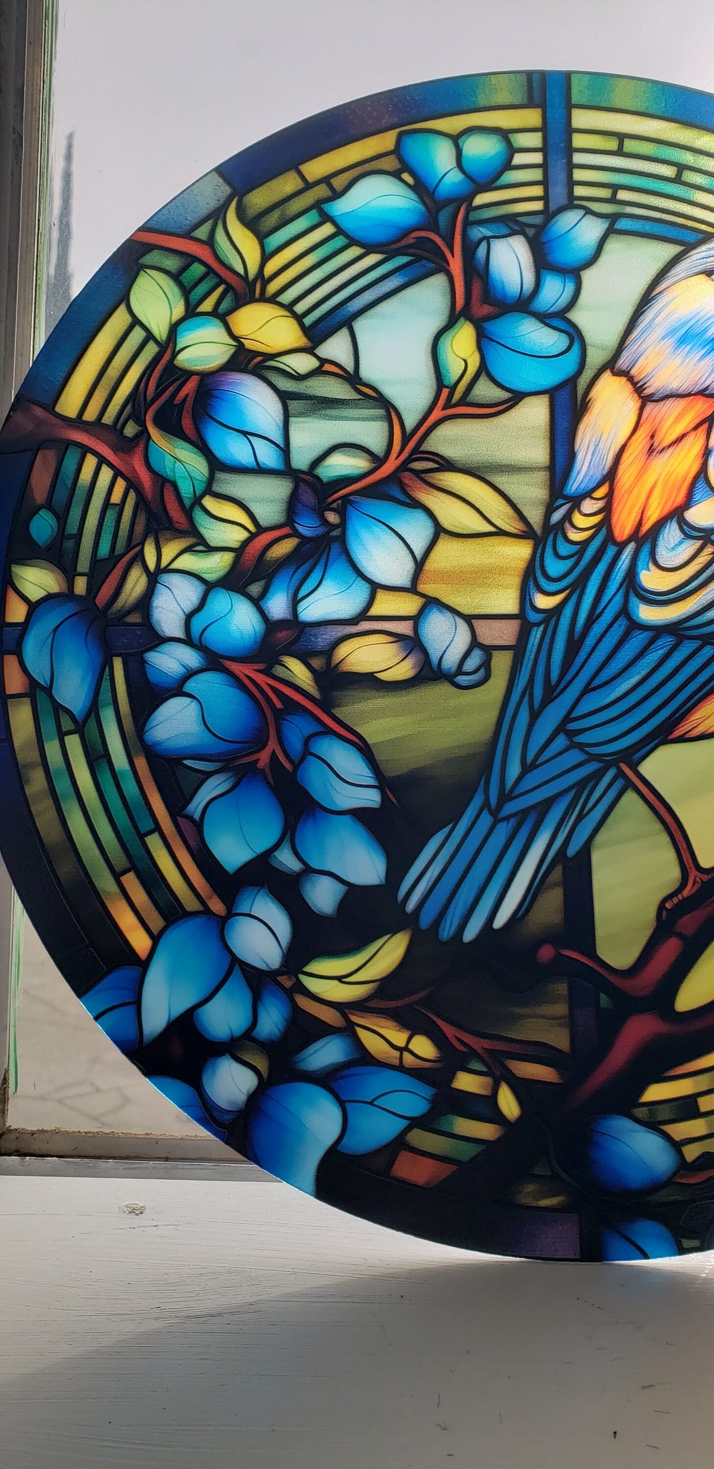 Bluebird: Stained Glass Style Window Hanging