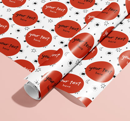 Personalised Wrapping Paper, Gift Wrap, Customised, Birthday, New Born, New Baby, Baby Shower, Celebration, Boy, Red, Paper, Festive