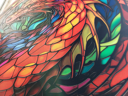 Rainbow Dragon: Stained Glass Style Window Hanging