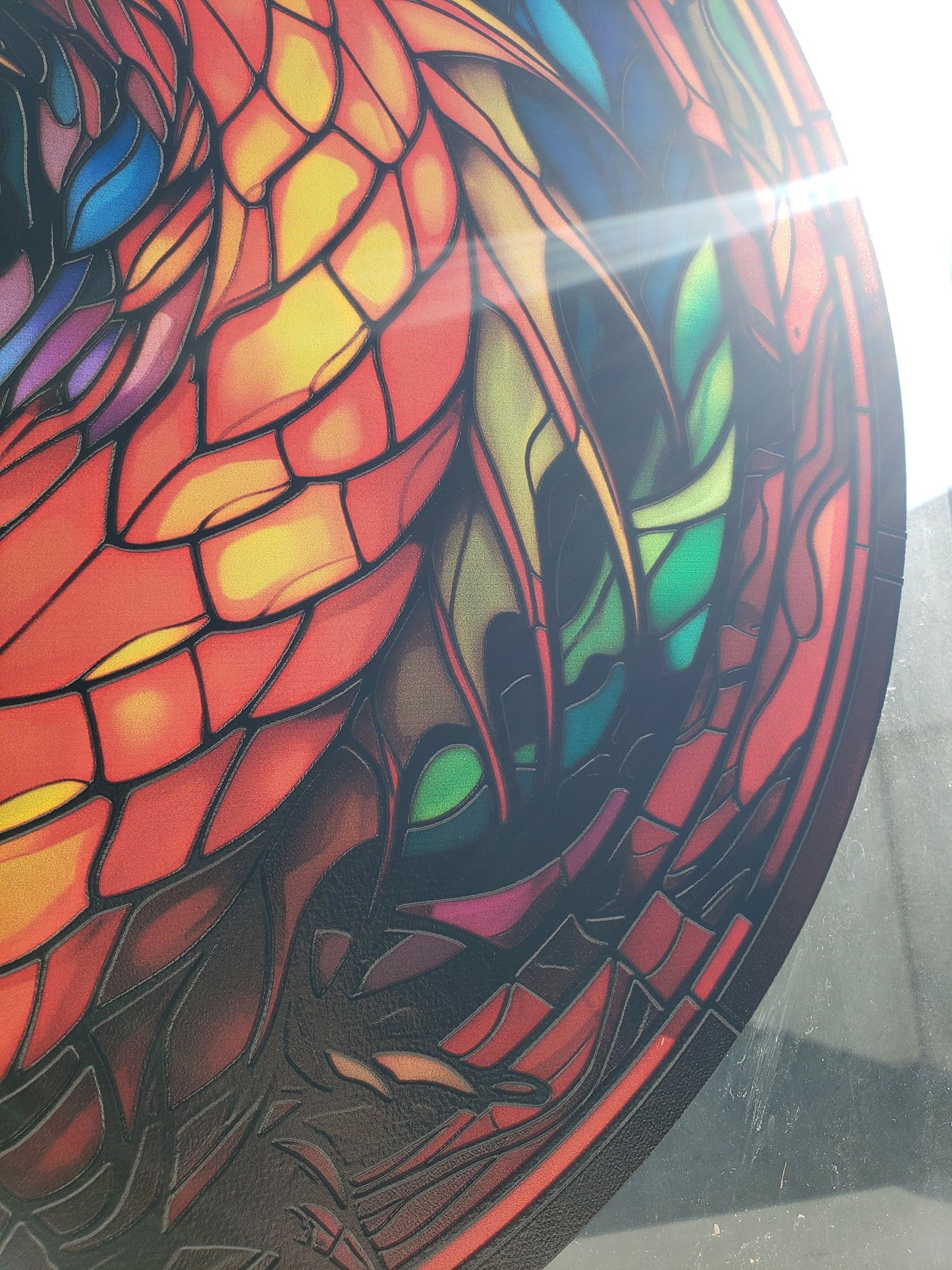 Rainbow Dragon: Stained Glass Style Window Hanging