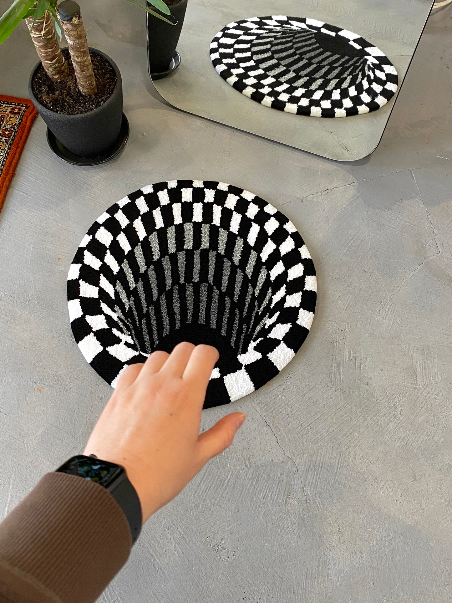 Black Hole 3D Area Rug, Optical Illusion Decor, Abstract Rug Gift, Сheckerboard Tufted Rug, Living room floor mat, Bedroom Rug, Gift For Him