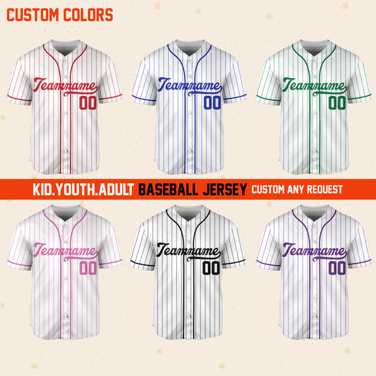 Custom Request Stripe Line Custom Colors Personalized Name Baseball Jersey, Custom Baseball Jersey Uniform Baseball Fans Baseball Lovers