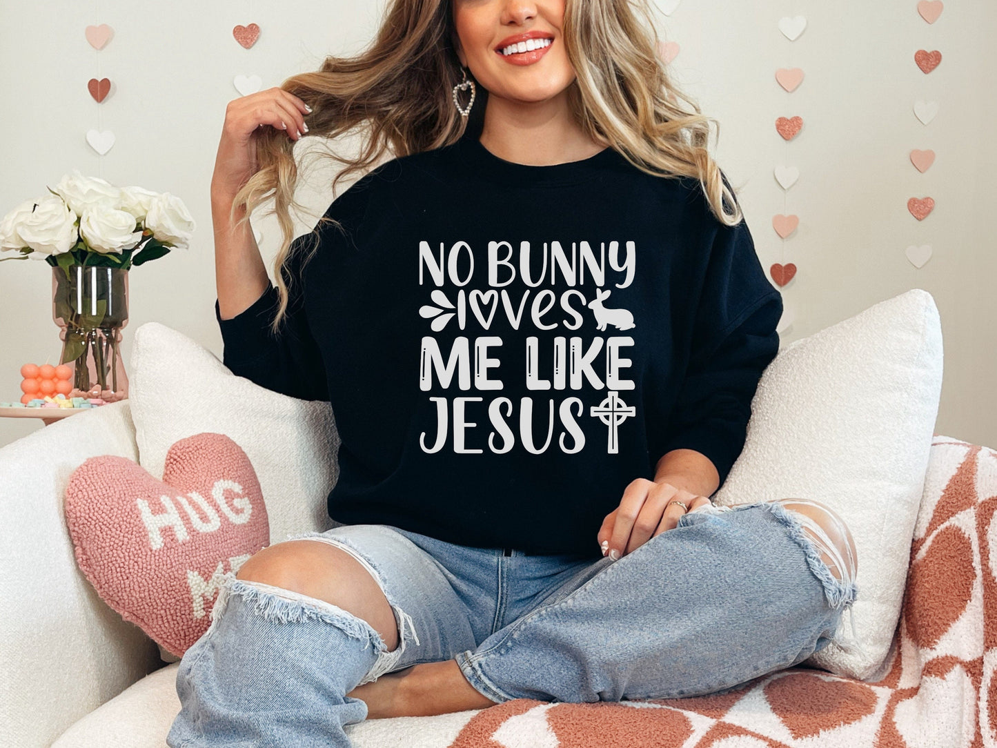 No Bunny Loves Me Like Jesus Sweatshirt, Easter Bunny Ears T-shirt, Faith Rabbit Tee, Religious Easter Tee, Jesus Lover Sweatshirt