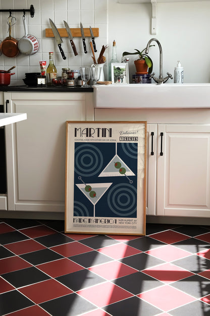 Martini Poster, Cocktail Poster, Modern Kitchen Decor, Exhibition Poster, Retro Wall Art, Home Decor, Birthday, Housewarming gift, Vodka