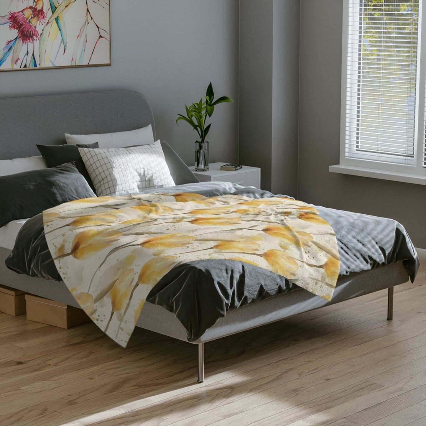 Yellow Tulip Blanket Floral Fleece Throw Yellow Spring Home Decor Flower Lovers Christmas Gift Ideas for Her Family Friends Gardener Present
