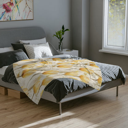 Yellow Tulip Blanket Floral Fleece Throw Yellow Spring Home Decor Flower Lovers Christmas Gift Ideas for Her Family Friends Gardener Present