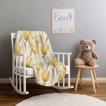 Yellow Tulip Blanket Floral Fleece Throw Yellow Spring Home Decor Flower Lovers Christmas Gift Ideas for Her Family Friends Gardener Present