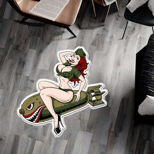 Woman on Bomb Rug: Modern Art, Young Room Decor