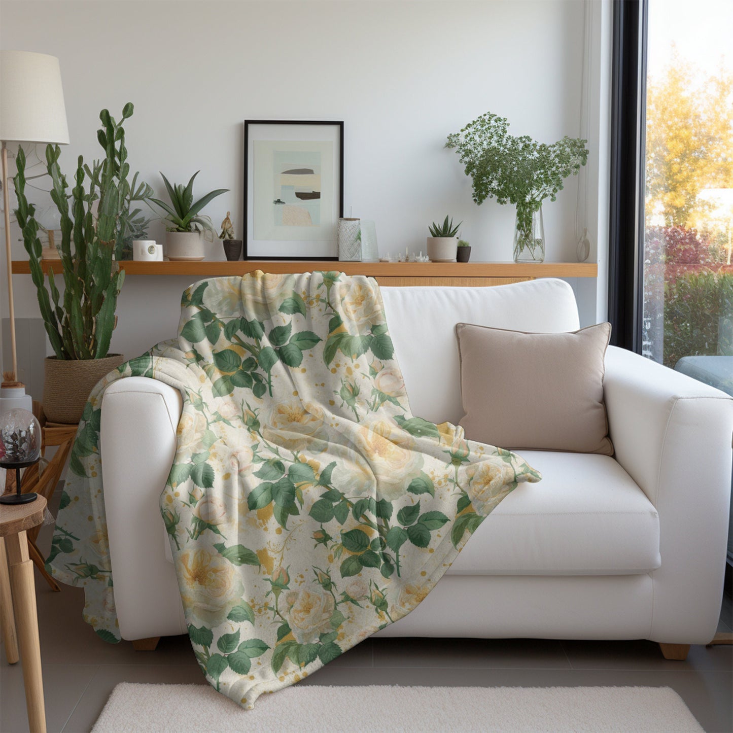 Yellow Roses Blanket, Spring Floral Home Decor, Soft Yellow Flowers Throw, Flower Lovers Gifts for Rosarian, Mother's Day Gift for Christmas