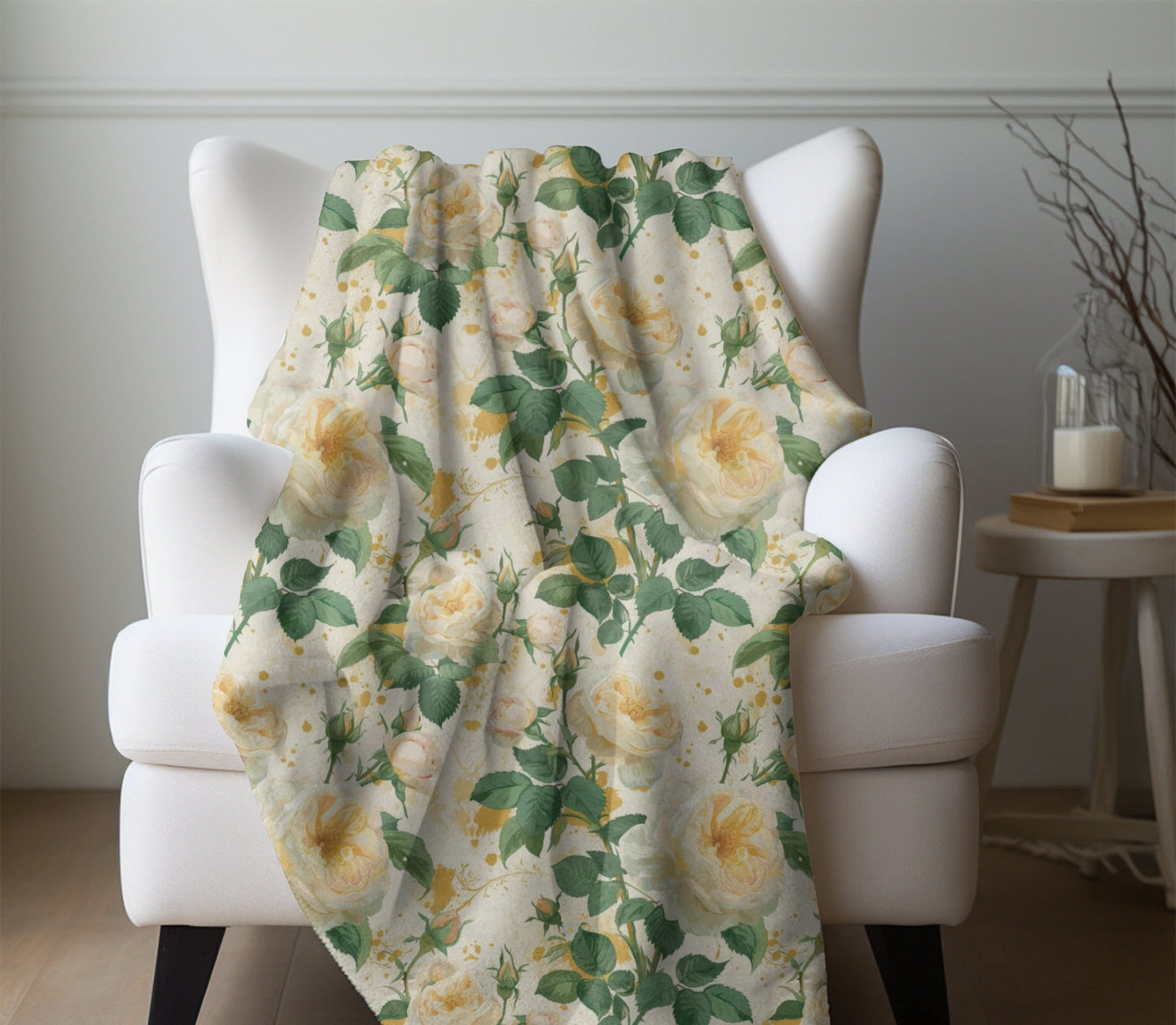 Yellow Roses Blanket, Spring Floral Home Decor, Soft Yellow Flowers Throw, Flower Lovers Gifts for Rosarian, Mother's Day Gift for Christmas