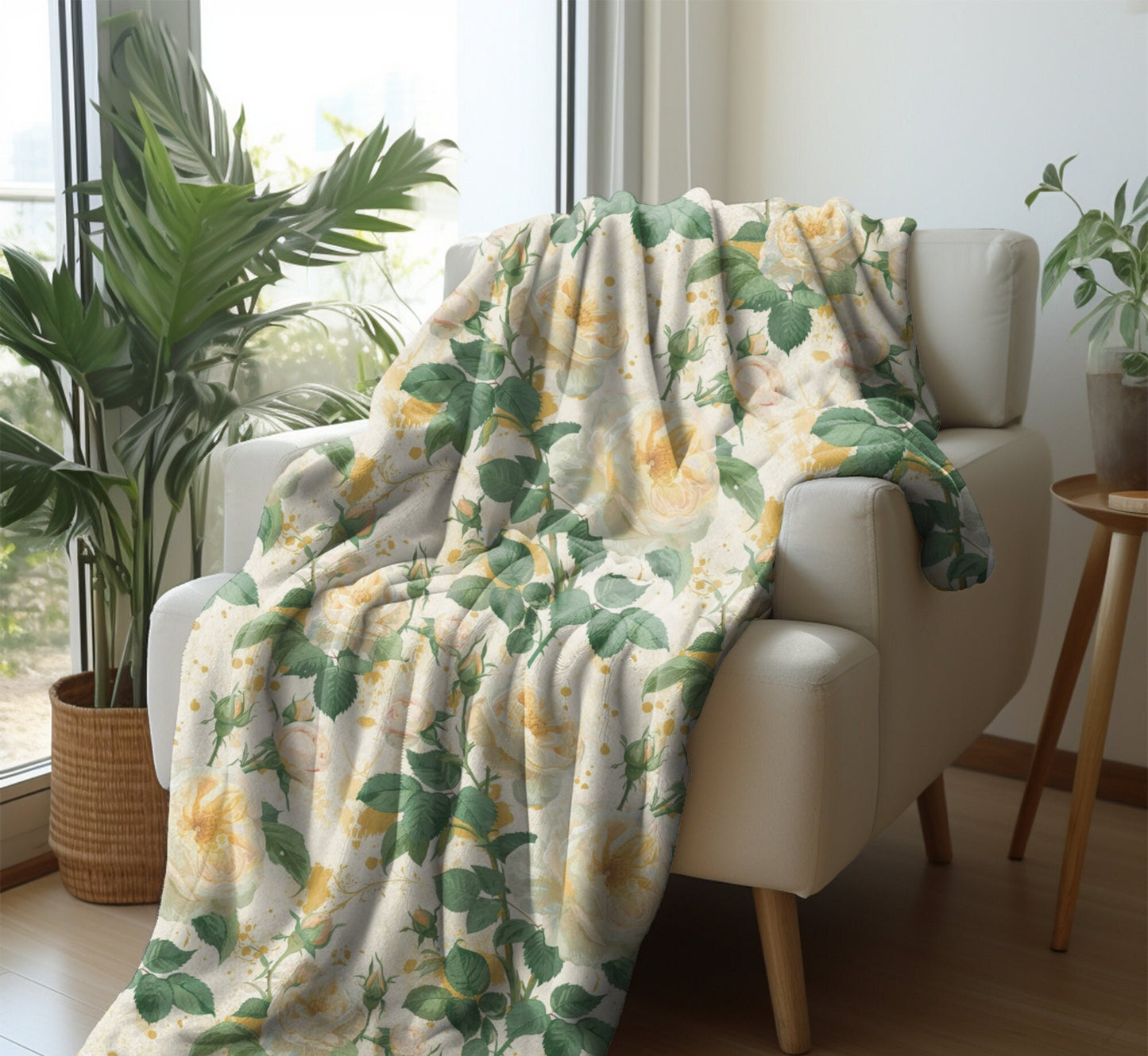 Yellow Roses Blanket, Spring Floral Home Decor, Soft Yellow Flowers Throw, Flower Lovers Gifts for Rosarian, Mother's Day Gift for Christmas