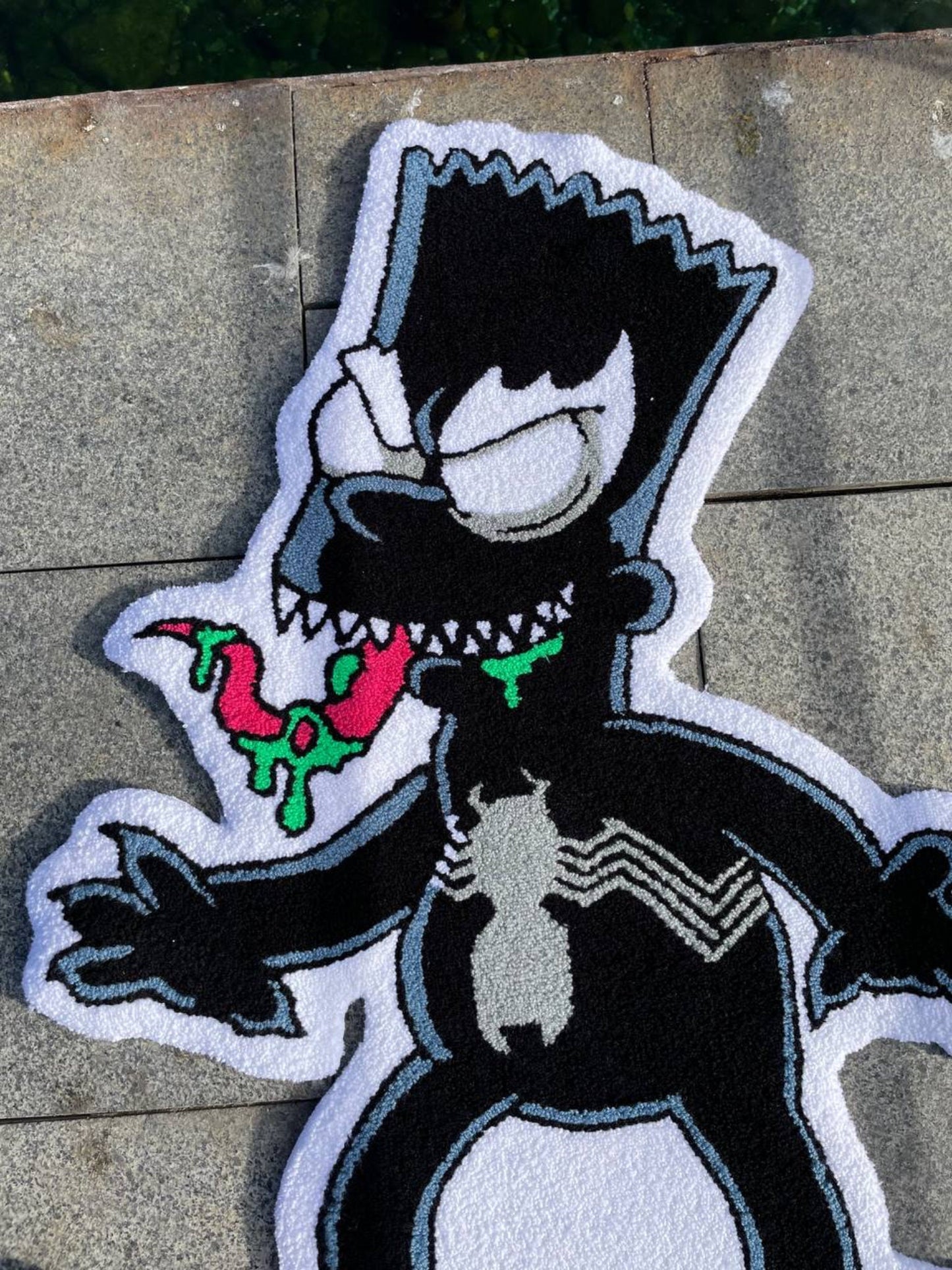 Handmade Bart Simpson Spider Tufted Rug: Non-Slip Bedroom Carpet