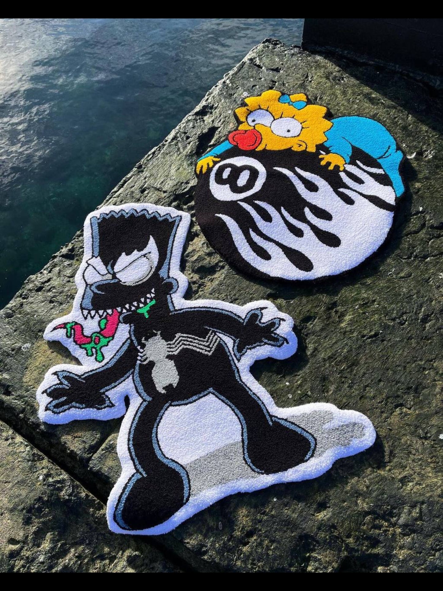 Handmade Bart Simpson Spider Tufted Rug: Non-Slip Bedroom Carpet