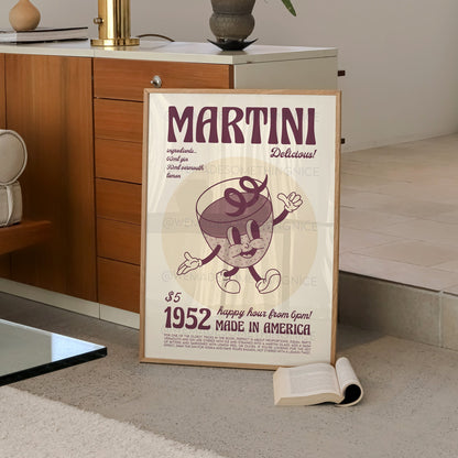 Martini Poster, Kitchen Art, Kitchen Poster, Cocktail Art, Funny Print, Retro Wall Art, Home Decor