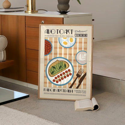 Avocado on Toast Print, Breakfast Poster, Modern Kitchen Decor, Retro Poster, Pop Art, Kitchen Art, Exhibition Poster, Illustration