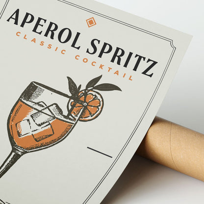 Aperol Spritz Print, Aperol Spritz Poster | Bar Cart Prints | Vintage Cocktail Poster Wall Art for Home Bar Cart
